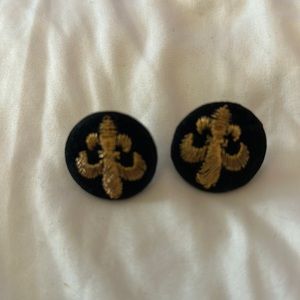 Vintage Fleur-de-lis fabric earrings.  Saints fans.
